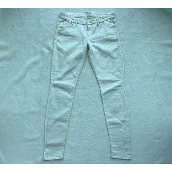 Mother The Looker Jean Womens 28 Skinny Stretch Mid Rise White Mirror Mirror USA - Picture 1 of 11